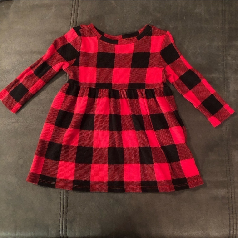 Old Navy Long Sleeve Black and Red Plaid Dress